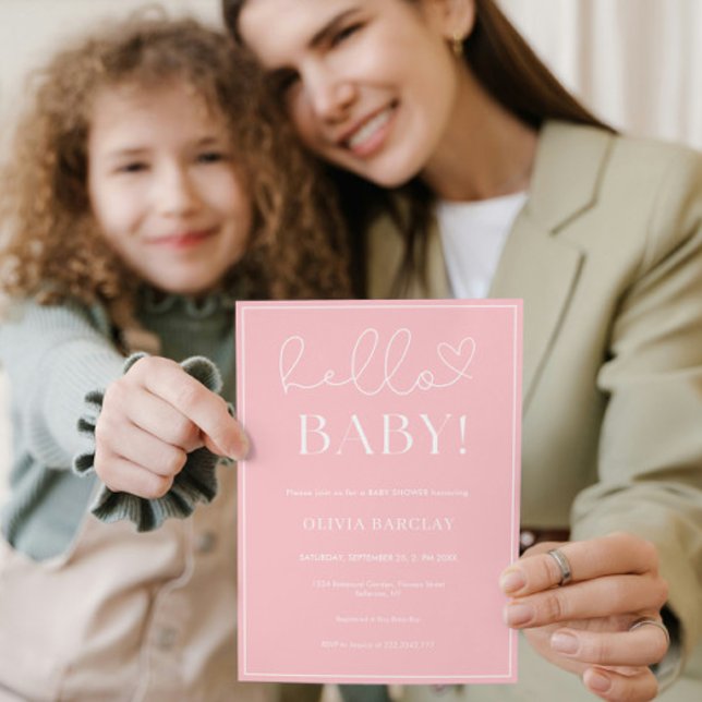 Pink White Baby Girl Dusche Einladung (Von Creator hochgeladen)