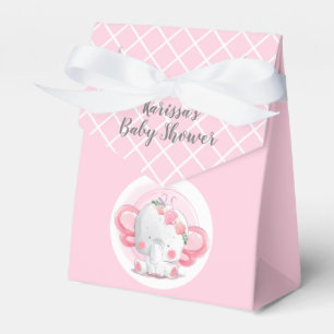 Pink & White Baby Jungle Elephant Gastgeschenk Box Geschenkschachtel
