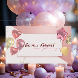 Pink White Balloons Moderne Visitenkarte