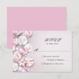 Pink White Balloons Quinceañera RSVP Karte
