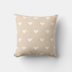 Pink White Beige Niedliches, einfaches Herzmuster Kissen
