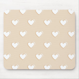 Pink White Beige Niedliches, einfaches Herzmuster Mousepad