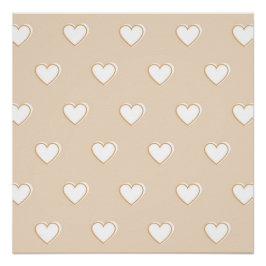 Pink White Beige Niedliches, einfaches Herzmuster Poster