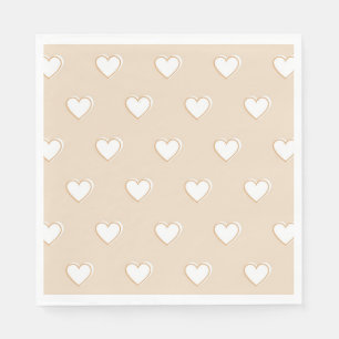 Pink White Beige Niedliches, einfaches Herzmuster Serviette