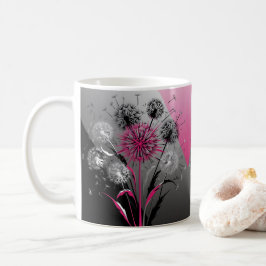 Pink, White Black Dandelions  Kaffeetasse