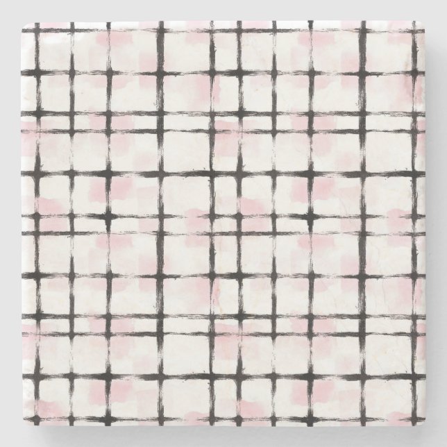 Pink White Black Stripes Steinuntersetzer (Vorderseite)