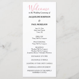 Pink White Black Wedding Program Programm