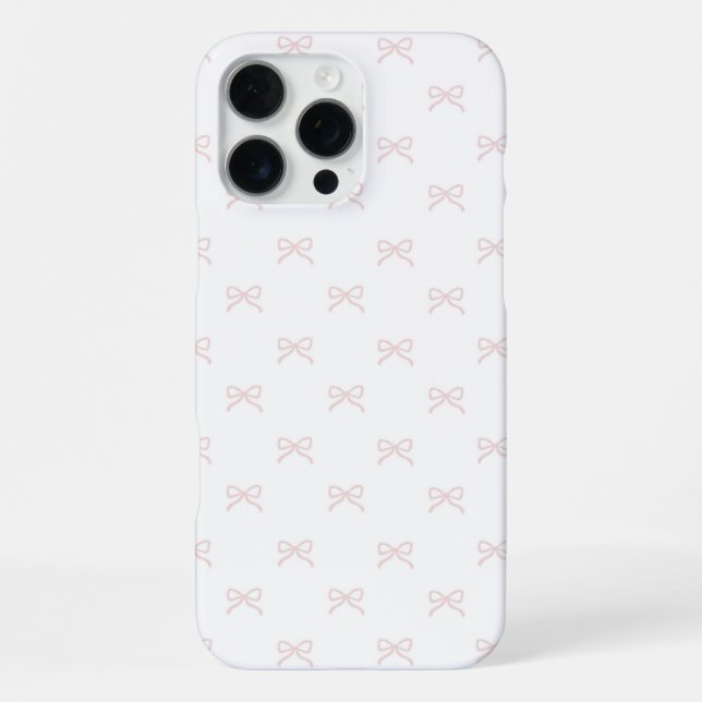 Pink White Bow Pattern Coquette Girly Spring iPhone Hülle (Rückseite)
