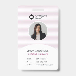 Pink White Business Logo Employee Foto Id Striping Ausweis