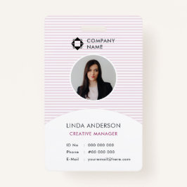 Pink White Business Logo Employee Foto Id Striping Ausweis