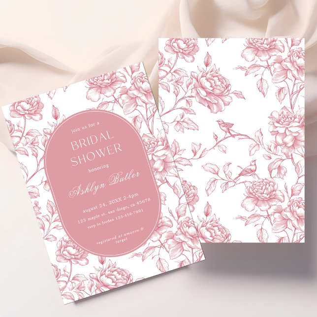 Pink White Chinoiserie Bridal Dusche Einladung (Von Creator hochgeladen)