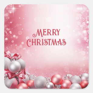 Pink White Christmas Balls Sticker