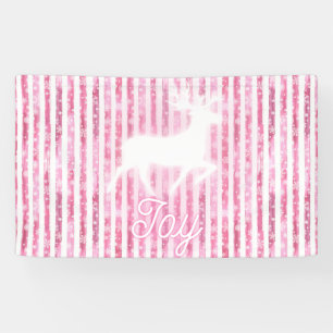 Pink & White Christmas Joy Reindeer Banner