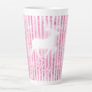 Pink & White Christmas Joy Reindeer Milchtasse