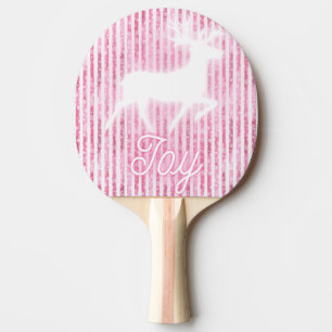 Pink & White Christmas Joy Reindeer Tischtennis Schläger