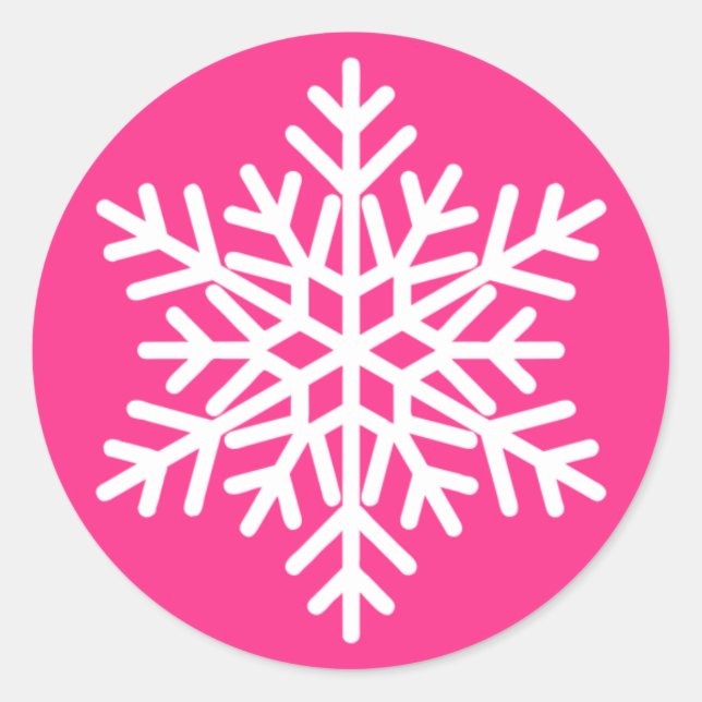Pink White Christmas Snowflags Design Runder Aufkleber (Vorderseite)