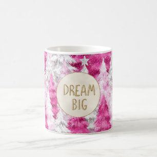 Pink White Christmas Trees Gold Glitzer Dream Kaffeetasse