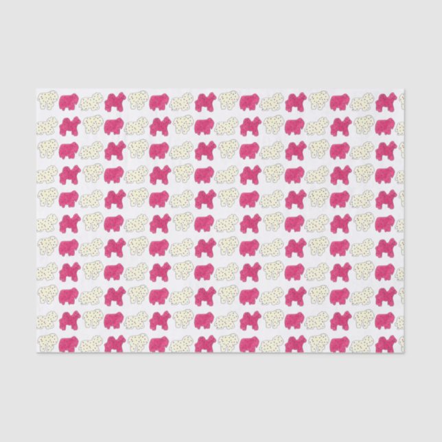 Pink White Circus Zoo Tierkekse Cracker Seidenpapier (Vorderseite)