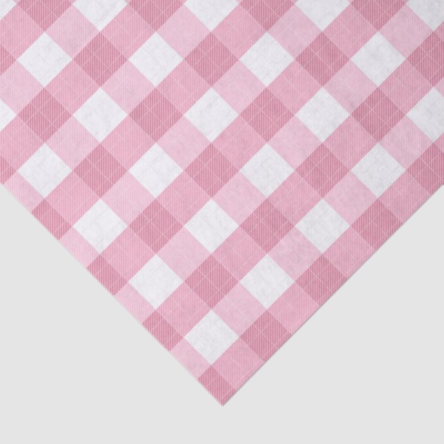 Pink & White Classic Gingham Pattern Seidenpapier (Ausschnitt)