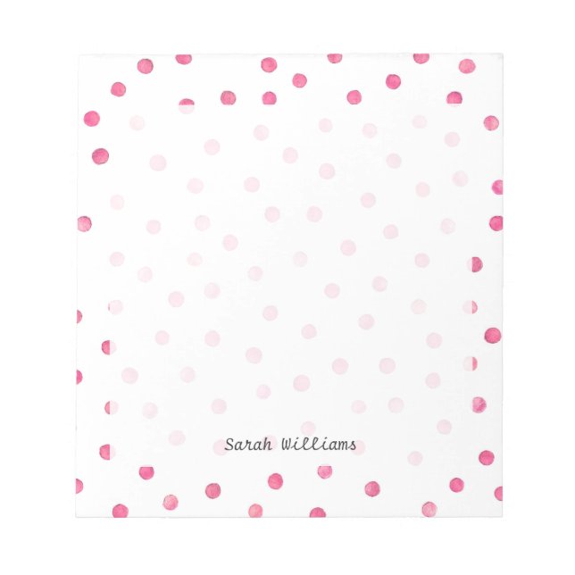 Pink White Confetti Dots Muster Notizblock (Vorderseite)