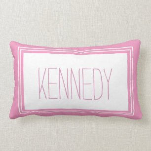 Pink White Custom Monogram Name Keake Lendenkissen