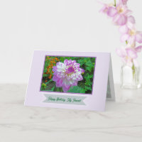 Pink & White Dahlia/Happy Birthday, My Friend