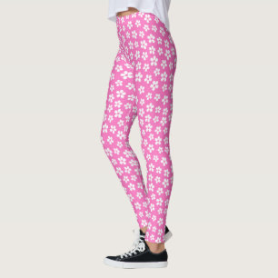 Pink White Daisies Floral Niedlicher Valentinsta Leggings