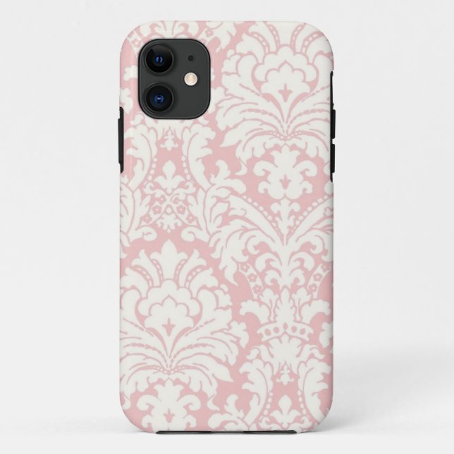 Pink&White Damast iPhone Fall Case-Mate iPhone Hülle (Rückseite)