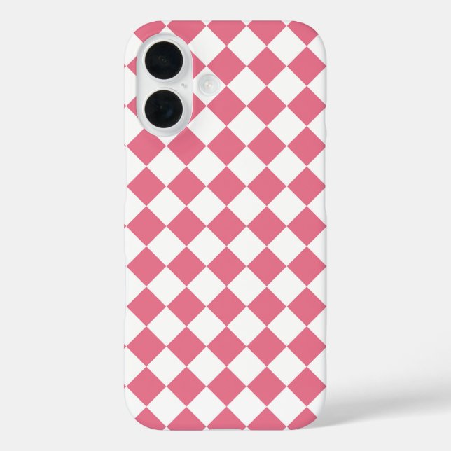 Pink White Diamond Schachbrett Muster Case-Mate iPhone Hülle (Rückseite)