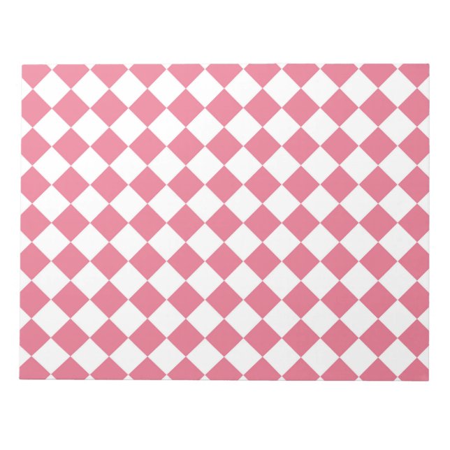 Pink White Diamond Schachbrett Muster Notizblock (Vorderseite)
