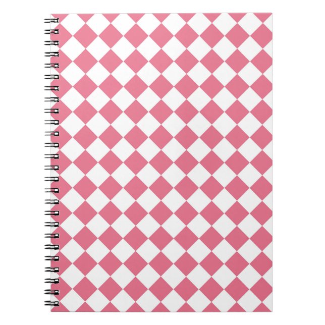 Pink White Diamond Schachbrett Muster Notizblock (Vorderseite)