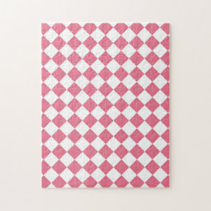 Pink White Diamond Schachbrett Muster Puzzle