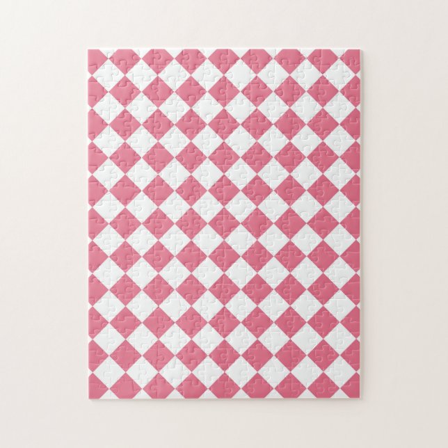 Pink White Diamond Schachbrett Muster Puzzle (Vertikal)