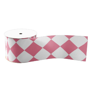 Pink White Diamond Schachbrett Muster Ripsband