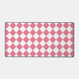 Pink White Diamond Schachbrett Muster Schreibtischunterlage