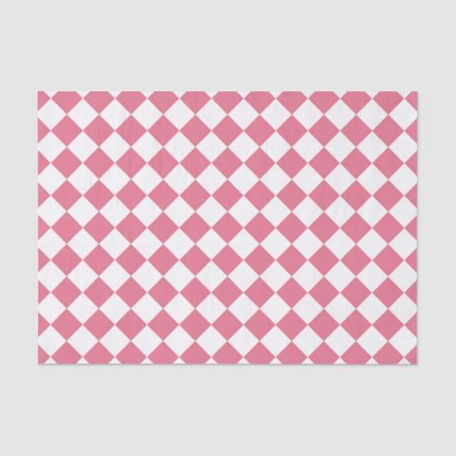 Pink White Diamond Schachbrett Muster Seidenpapier (Vorderseite)