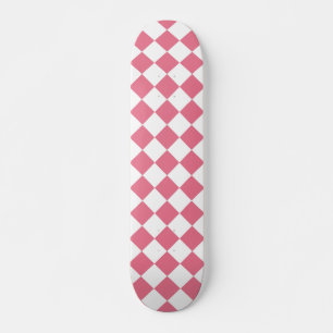 Pink White Diamond Schachbrett Muster Skateboard