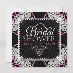 Pink White Diamond Sparkle Brautparty laden ein Einladung