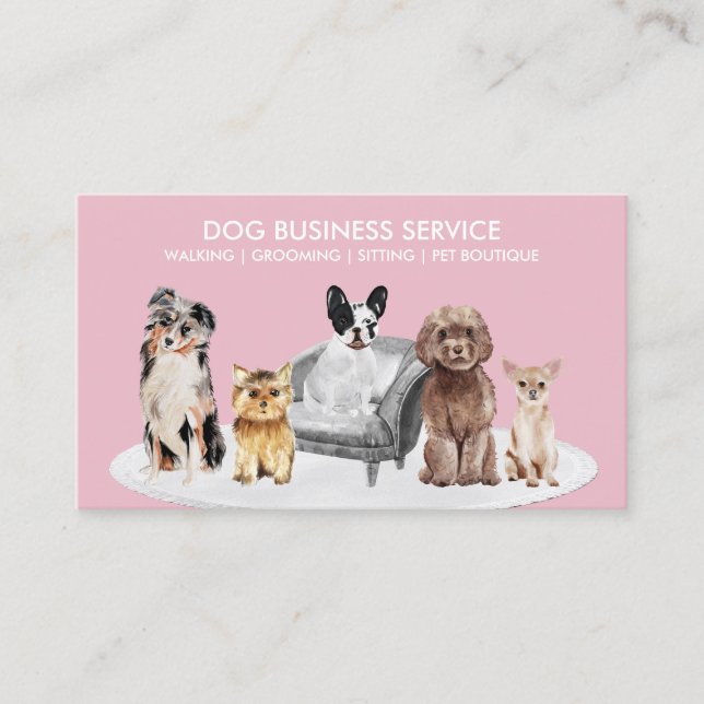 Pink White Dog Behaviorist Visitenkarte (Vorderseite)