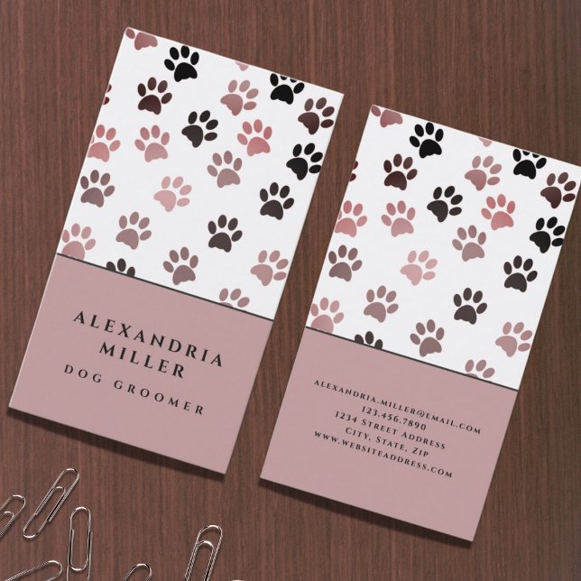 Pink White Dog Paw Prints | Hunde wachsen Visitenkarte (Von Creator hochgeladen)