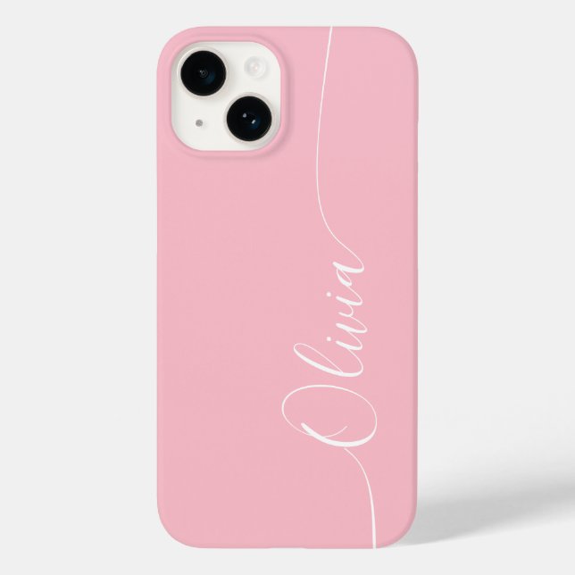 Pink White Elegance Calligraphy Script Name Case-Mate iPhone Hülle (Rückseite)