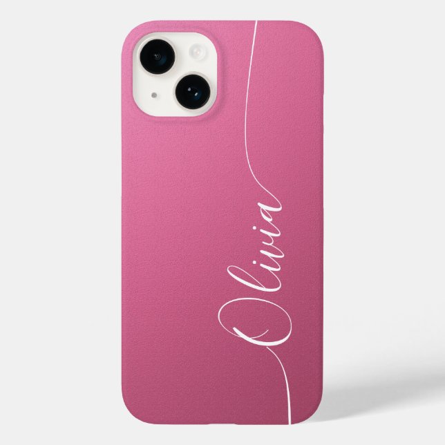 Pink White Elegance Calligraphy Script Name Case-Mate iPhone Hülle (Rückseite)