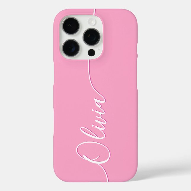 Pink White Elegance Calligraphy Script Name Case-Mate iPhone Hülle (Rückseite)