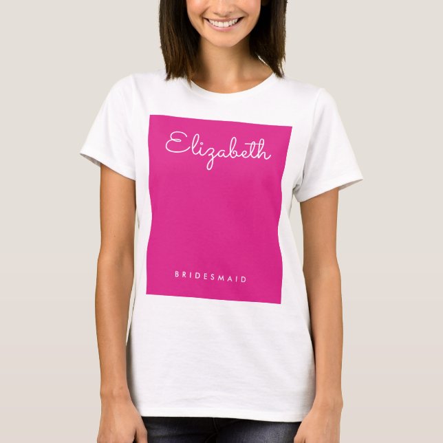 Pink White Elegante Bachelorette Womens Bridesmaid T-Shirt (Vorderseite)