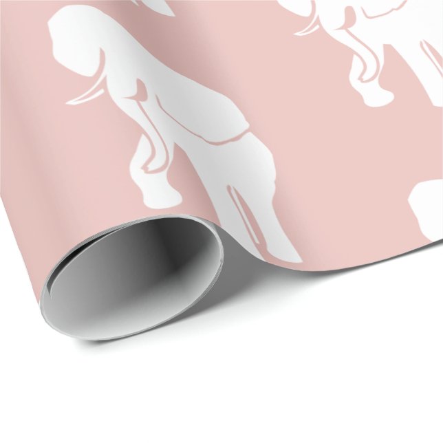 Pink White Elephant Geschenk Austausch Weihnachtss Geschenkpapier (Rolleneckpunkt)