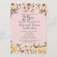 Pink White Floral 25. Hochzeitstag