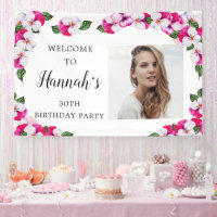 Pink White Floral 30. Geburtstag Willkommen
