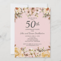 Pink White Floral 50. Hochzeitstag Party