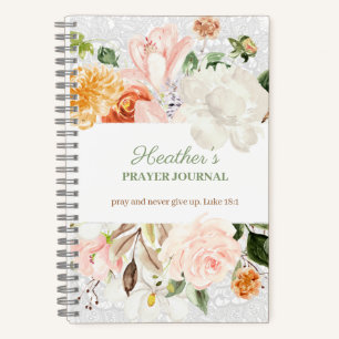 Pink & White Floral Lace Gebet Journal Notizbuch
