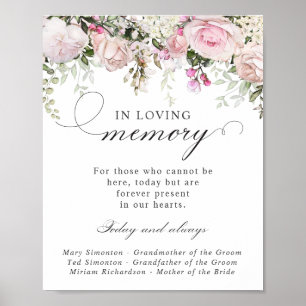 Pink White Floral Memorial Wedding Sign Poster